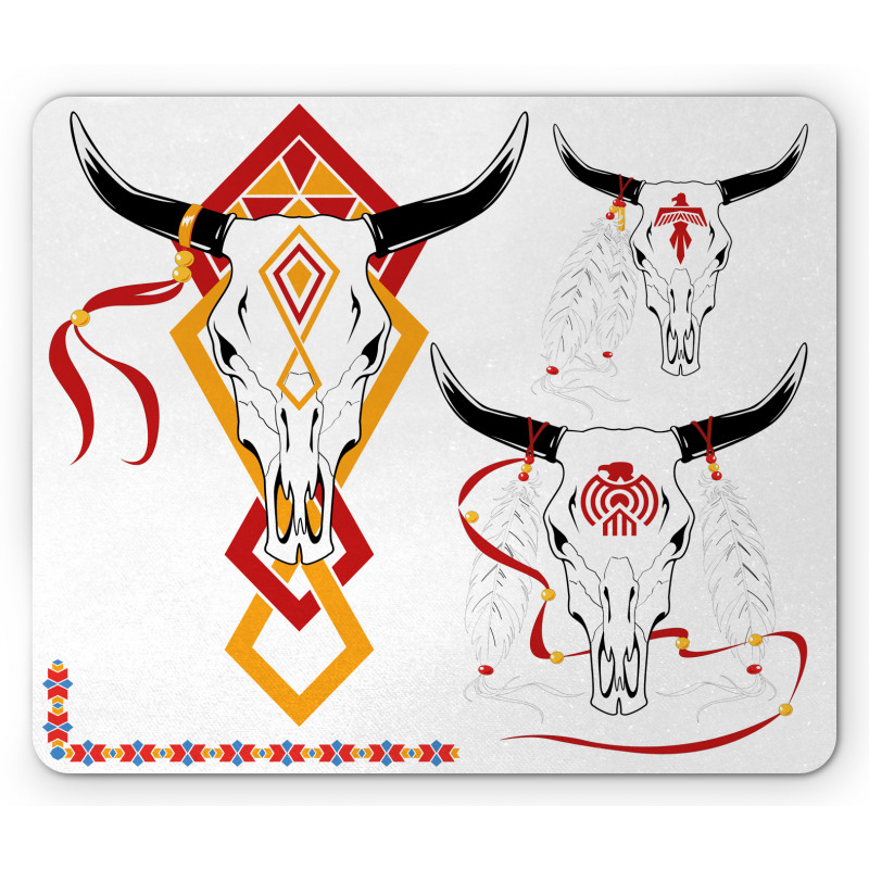 Bulls Head with Feather Mouse Pad