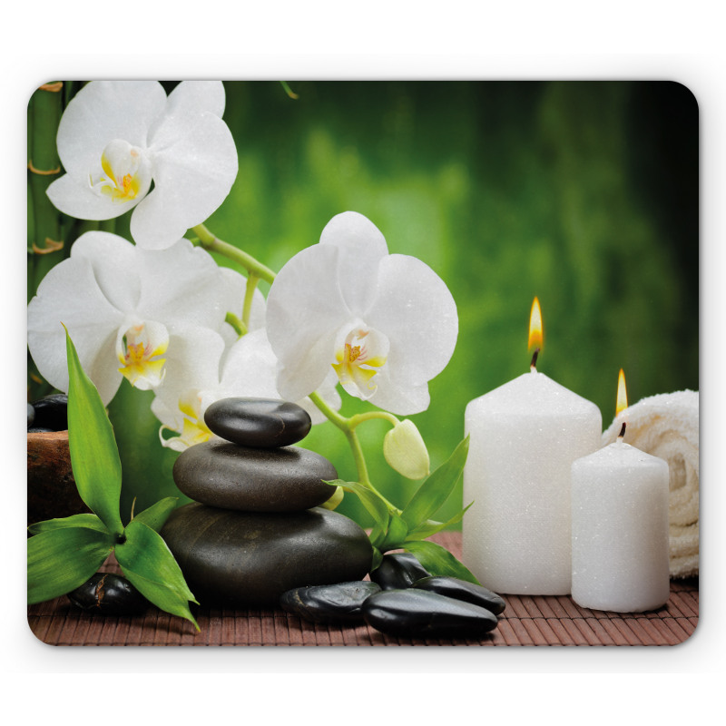 Romantic Zen Stone Orchids Mouse Pad