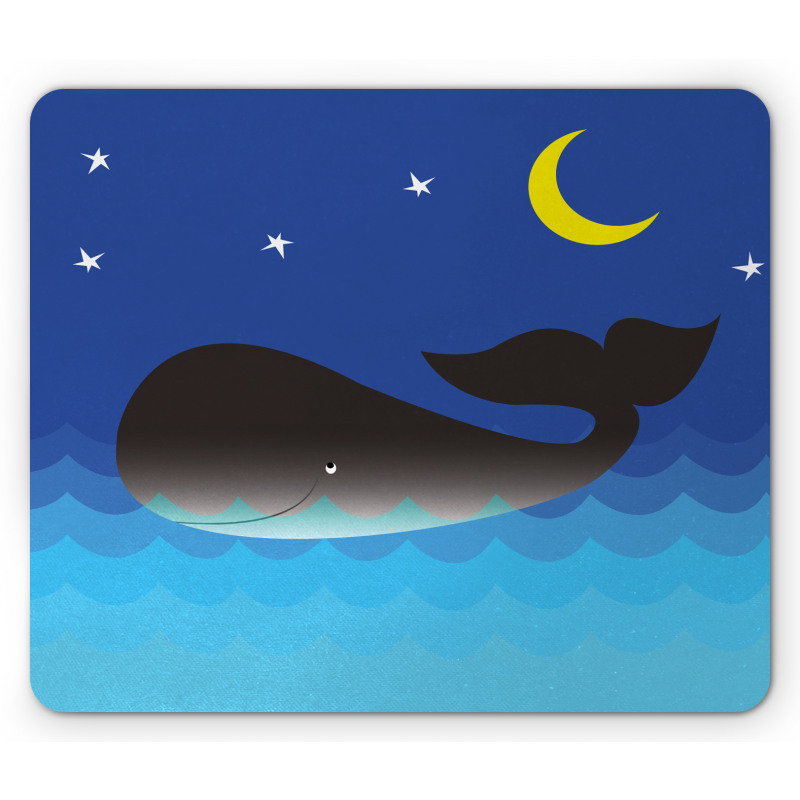 Whale in Ocean and Star Mouse Pad