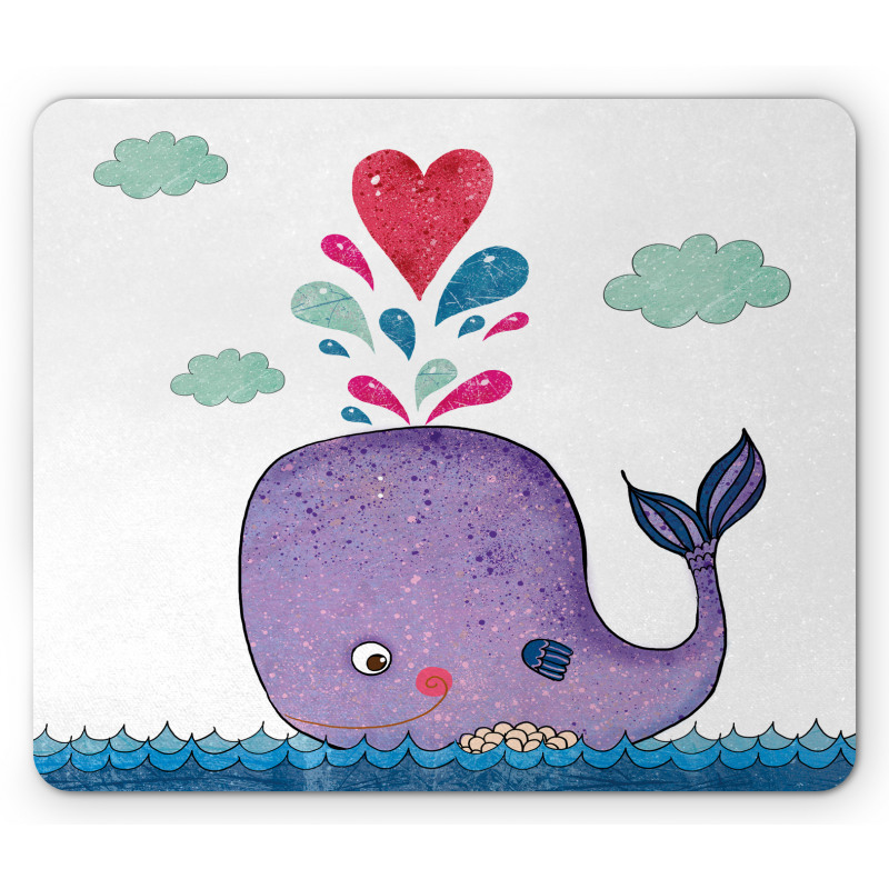 Smiley Whale with Cloud Mouse Pad