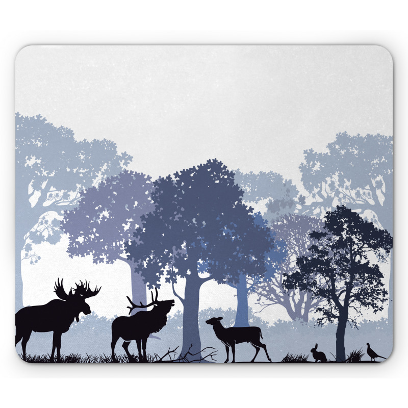 Grey Wild Forest Animals Mouse Pad