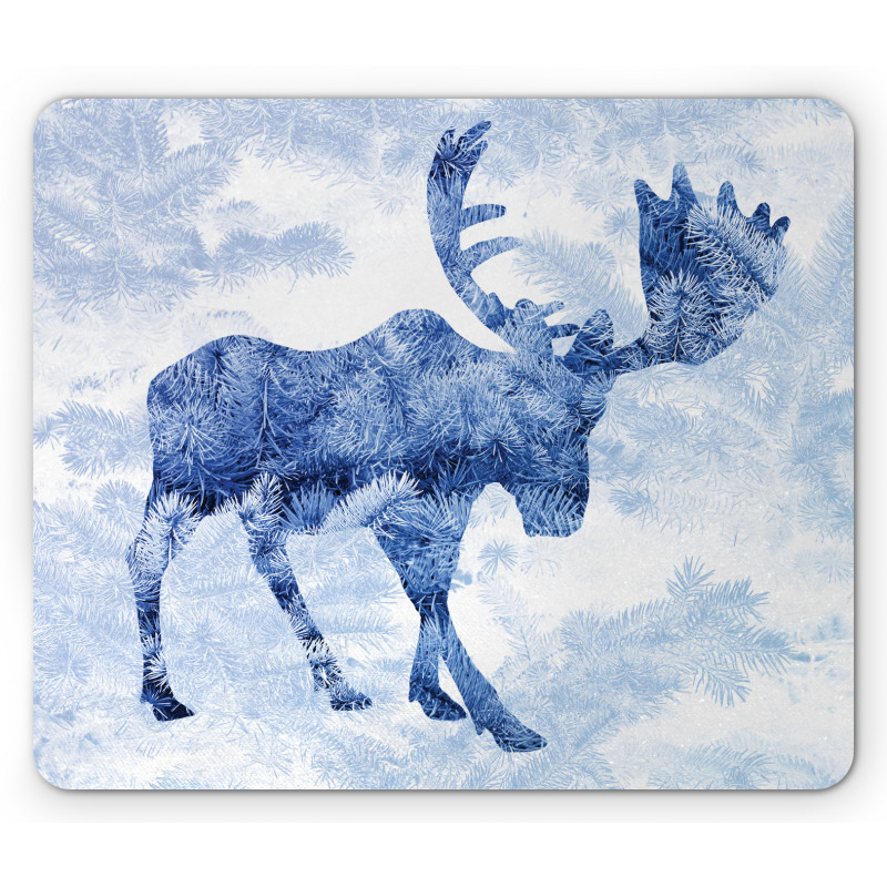 Blue Winter Antlers Tree Mouse Pad