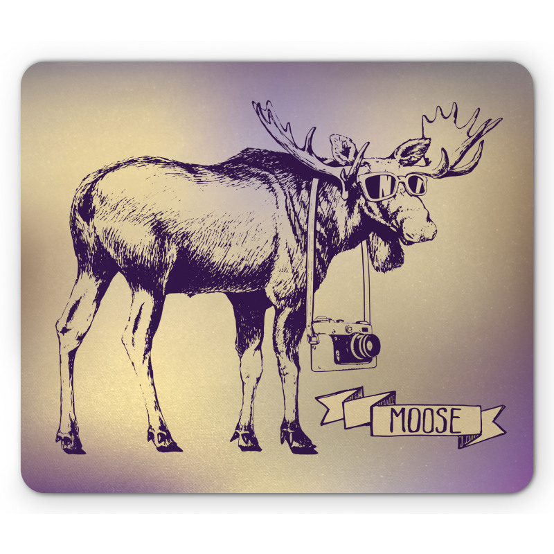 Hipster Deer with Camera Mouse Pad