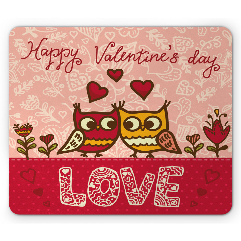 Owls Love Heart Mouse Pad