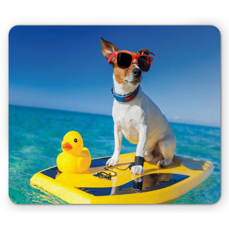 Dog Duck Surfing Mouse Pad