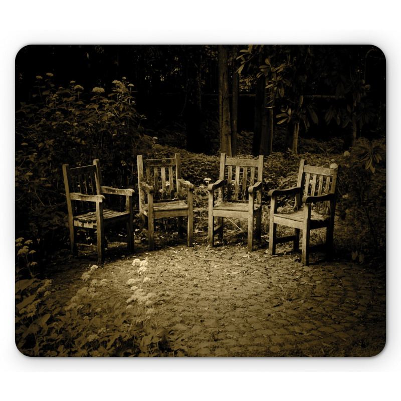 Small Wooden Rustic Chairs Mouse Pad