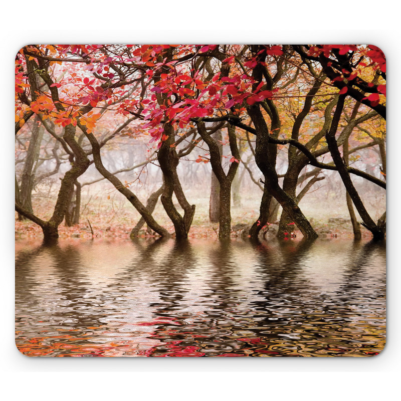 Fall Season River with Trees Mouse Pad
