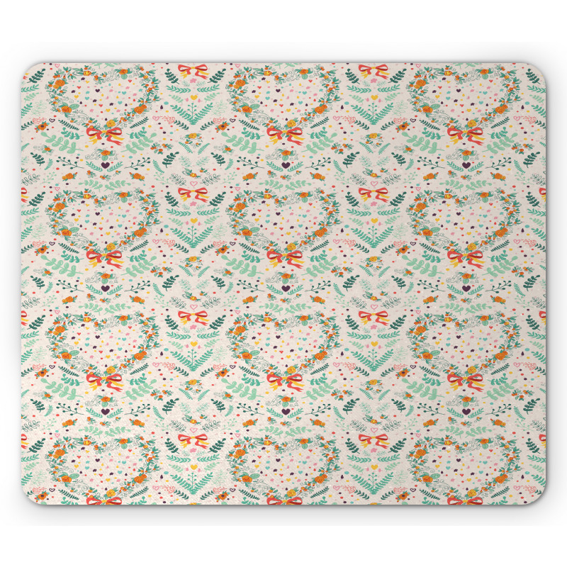 Vintage Hearts Ribbons Mouse Pad