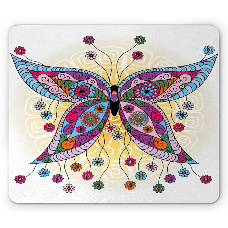 Spring Flowers Butterfly Mouse Pad