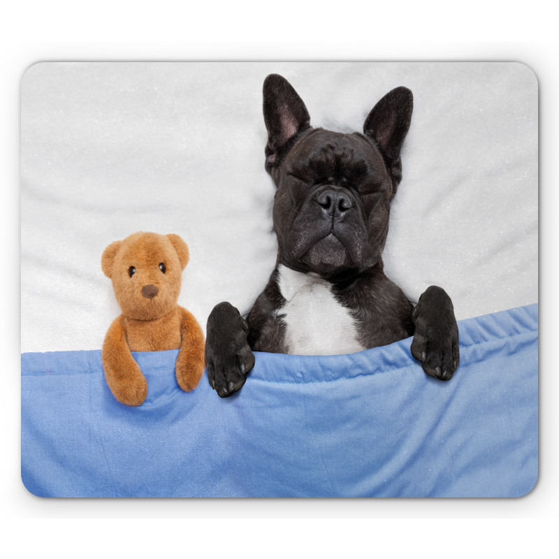 French Bulldog with Bear Mouse Pad