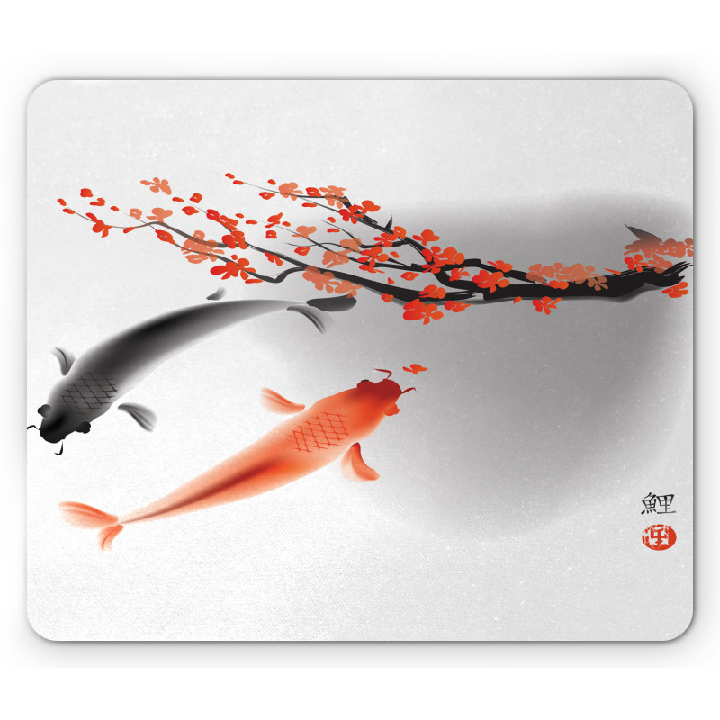 Koi Carp Fish Couple Mouse Pad