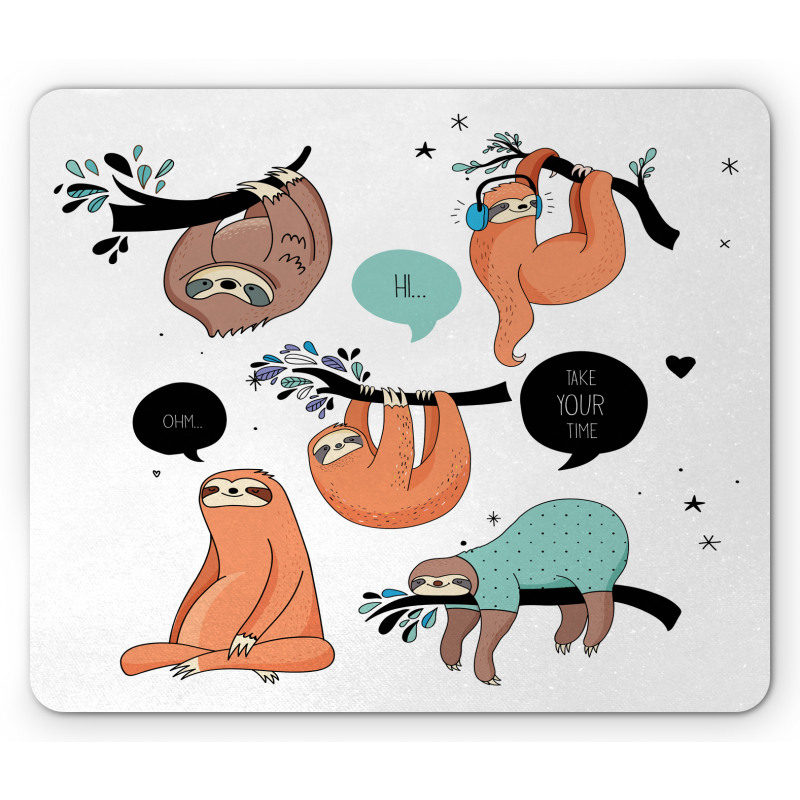 Smiling Sloth Cartoon Mouse Pad