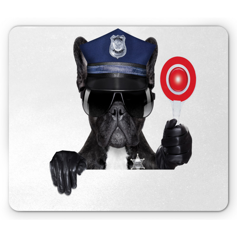 Pug Dog Police Costume Mouse Pad