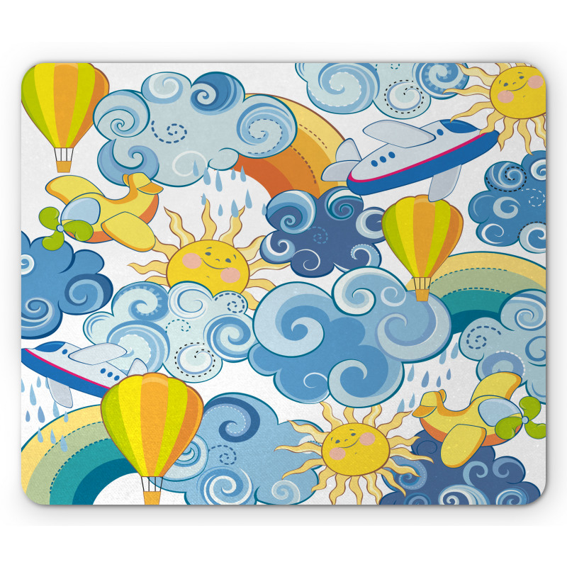 Sun Airplanes and Balloons Mouse Pad