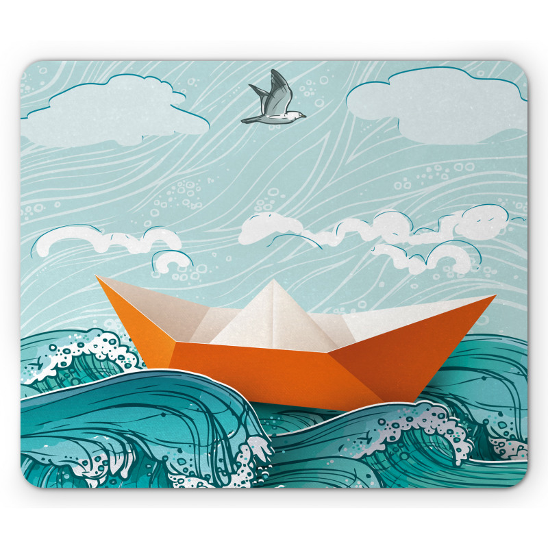 Navy Sealife with Waves Mouse Pad