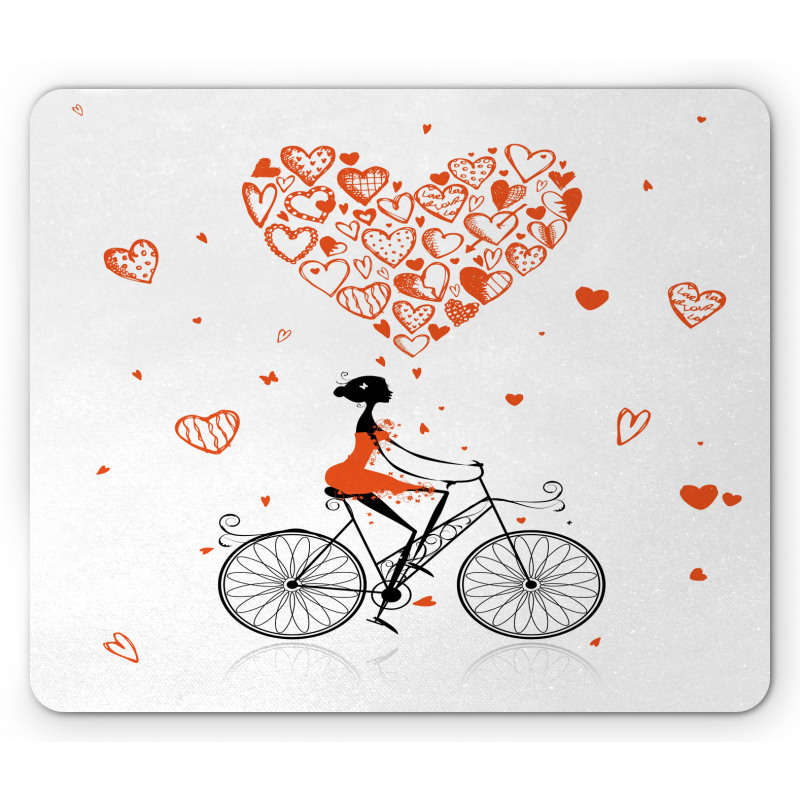 Romantic Cyclist Girl Mouse Pad