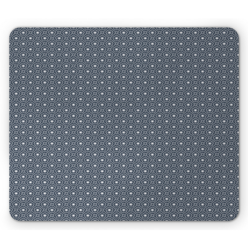 Floral Checked Tile Mouse Pad