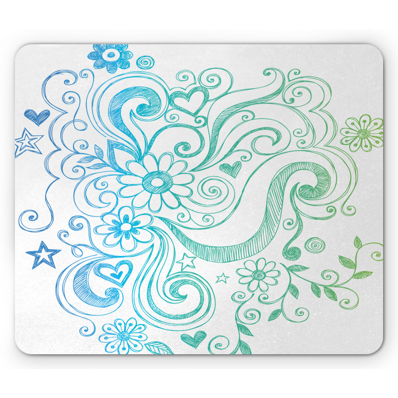 Ombre Sketchy Floral Mouse Pad