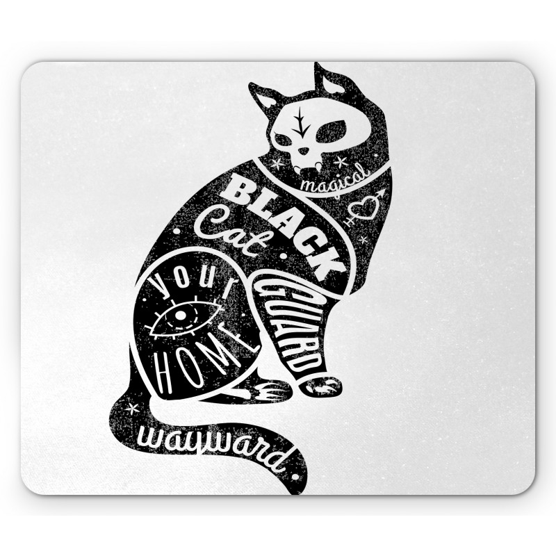 Magic Skull Cat Drawing Mouse Pad