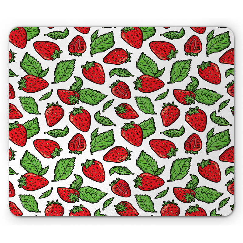 Juicy Strawberries Leaves Mouse Pad