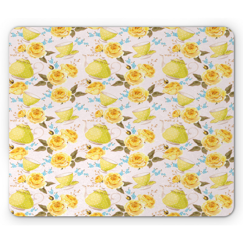 Tea Time Cups Flowers Mouse Pad