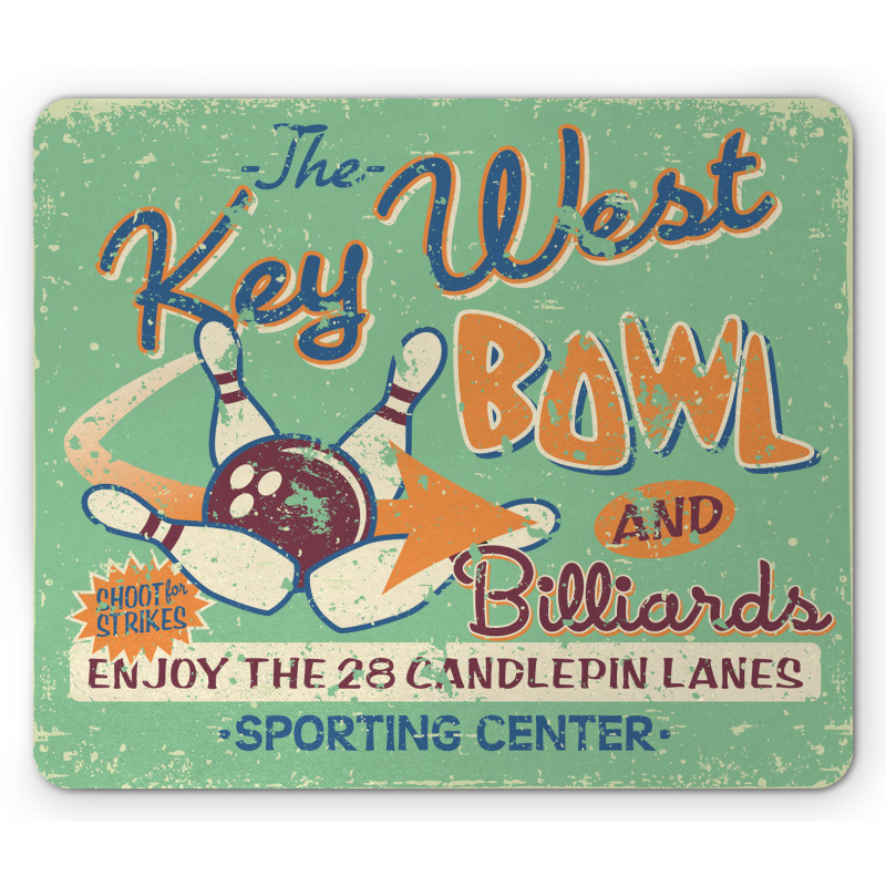 Vintage Bowling Poster Mouse Pad