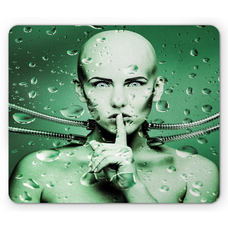 Robot Girl in Glass Mouse Pad