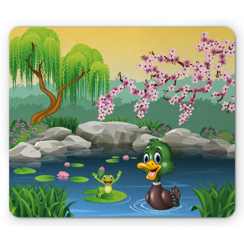 Duck and Frog in a Lake Mouse Pad
