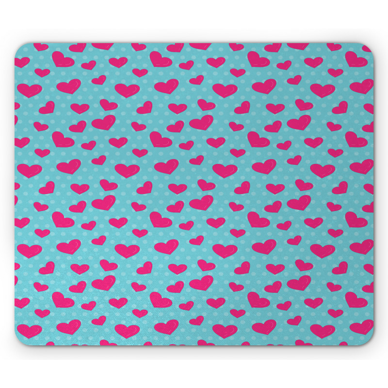 Pink Heart on Polka Dots Mouse Pad