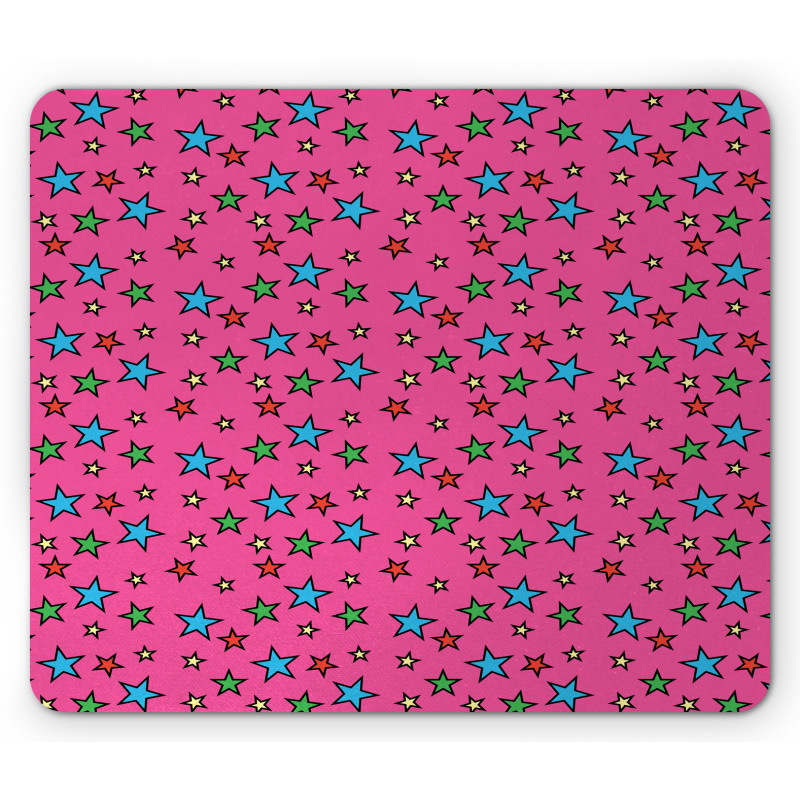 Hot Pink Retro Stars Mouse Pad