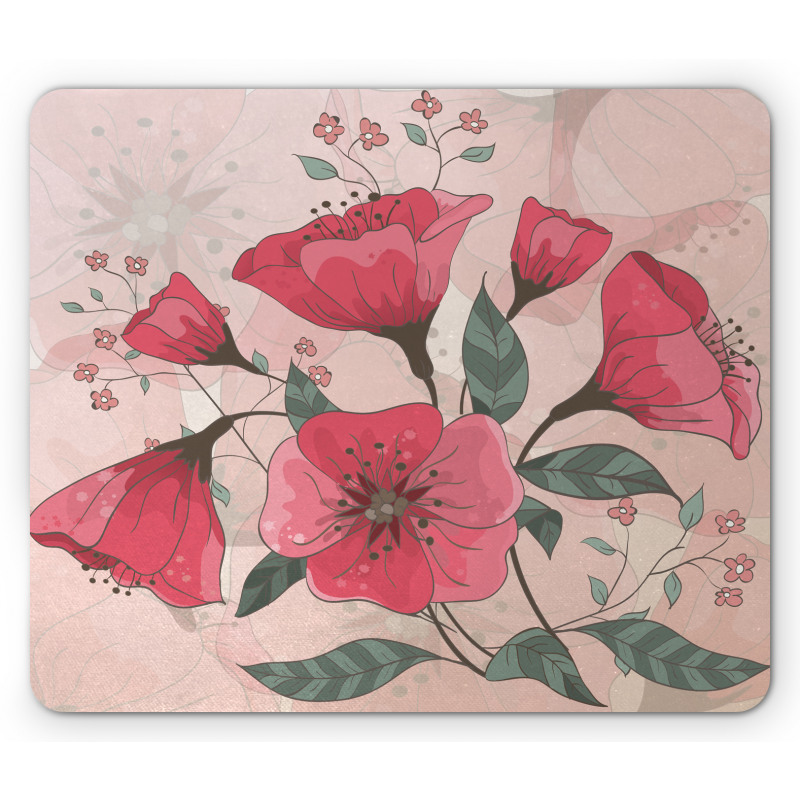Pink Romantic Flowers Mouse Pad