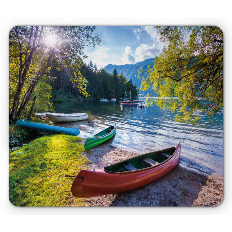 Bohinj Lake with Boats Mouse Pad