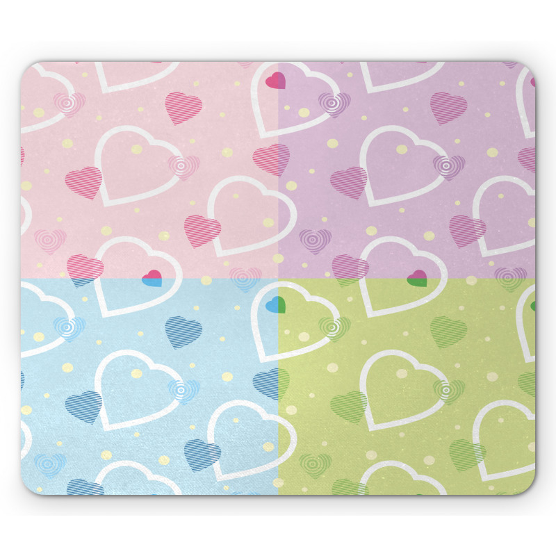 Hearts Dots Colorful Mouse Pad
