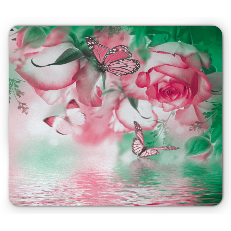 Rose Petals Butterfly Mouse Pad