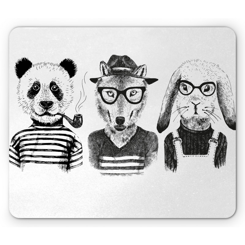 Hipster Panda Cigar Fox Mouse Pad