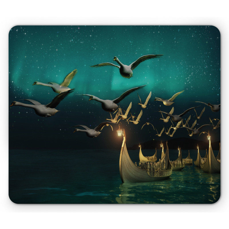 Elf Boats Birds Swans Mouse Pad