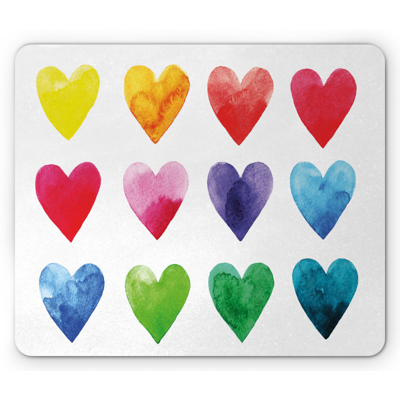 Rainbow Colors Hearts Mouse Pad