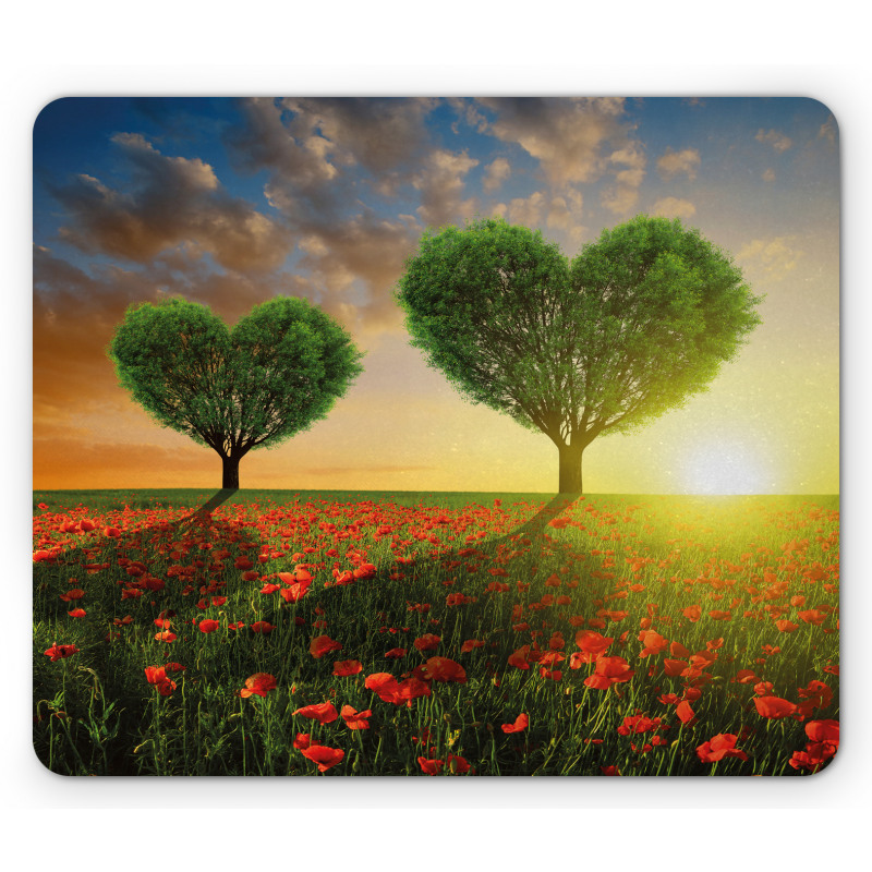 Poppies Heart Trees Mouse Pad