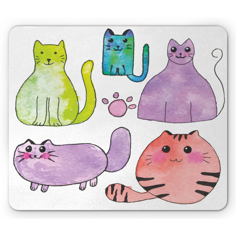 Cats in Watercolor Style Mouse Pad