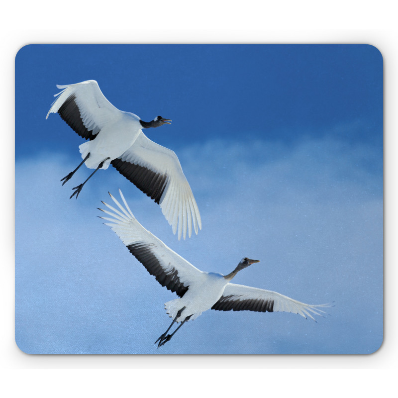 Red Crowned Cranes Japan Mouse Pad