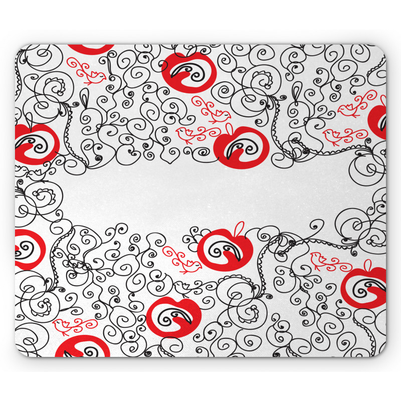 Sketchy Birds Swirls Mouse Pad