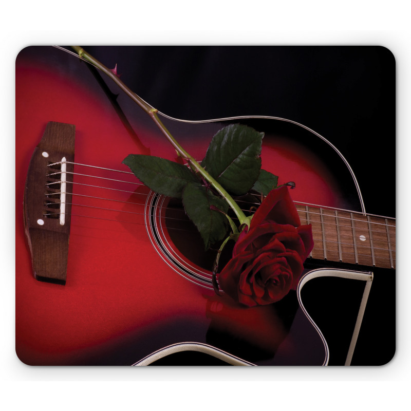 Guitar with Love Rose Mouse Pad