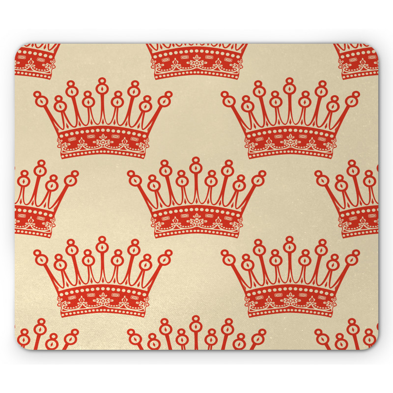 Vintage Red Crown Pattern Mouse Pad
