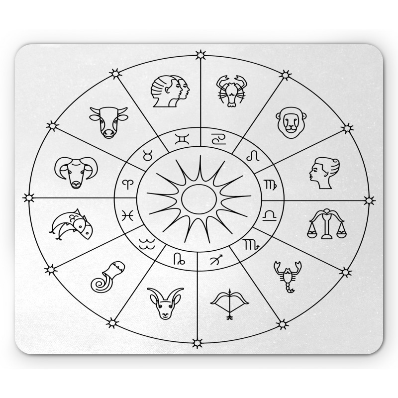 Sketchy Zodiac Circle Mouse Pad