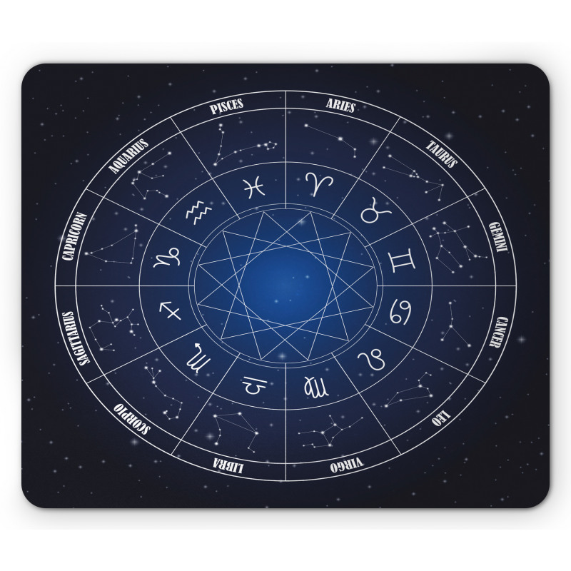 Zodiac Dates in Space Mouse Pad