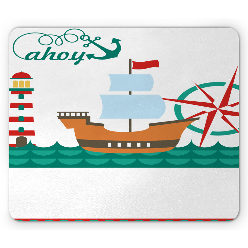 Boat Ahoy Compass Mouse Pad