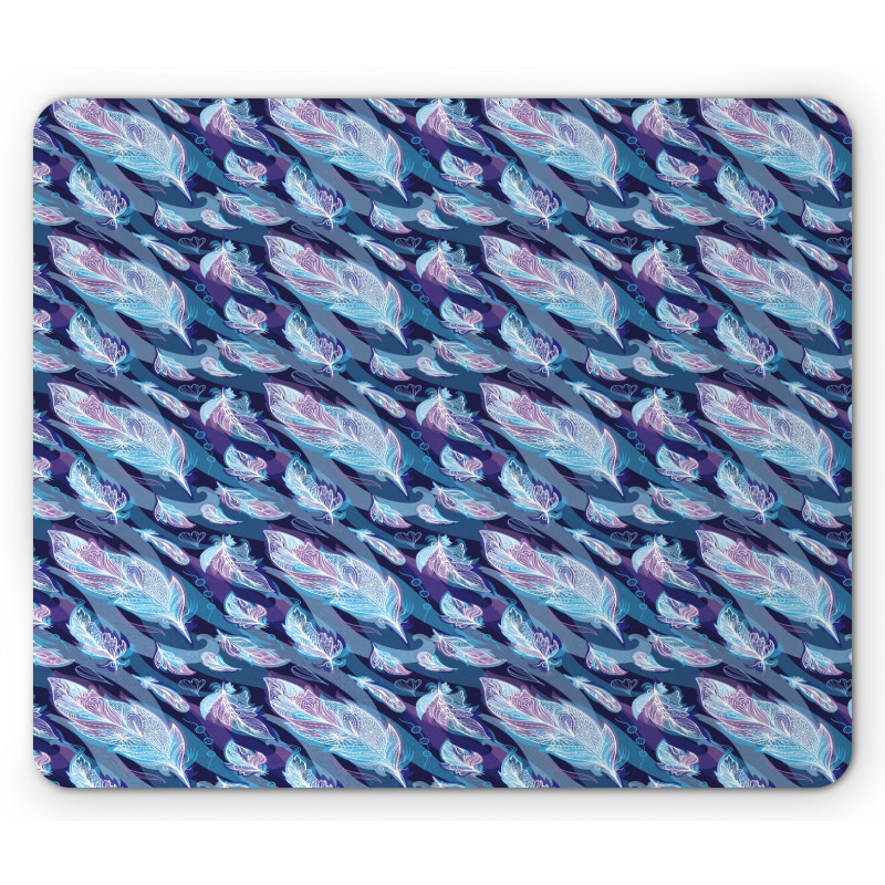 Feather and Wavy Design Mouse Pad