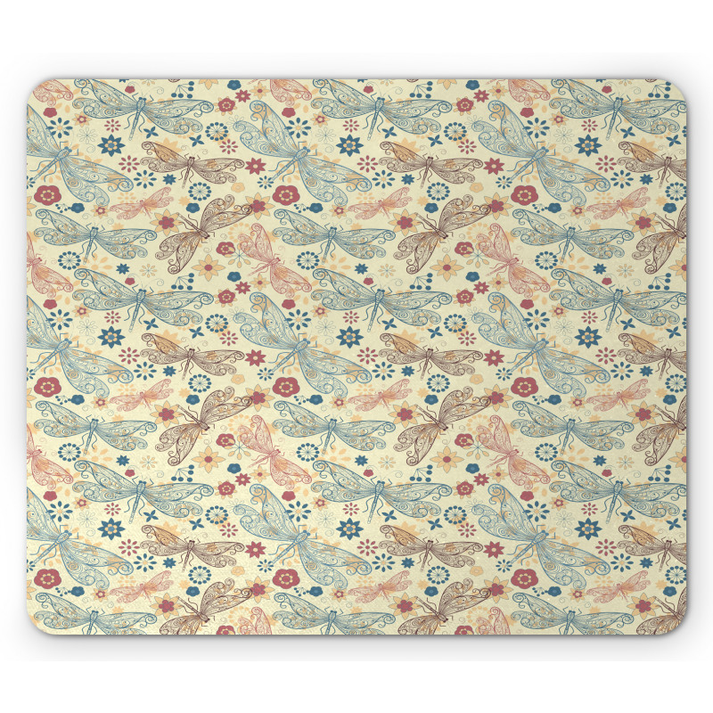 Dragonflies and Flowers Mouse Pad