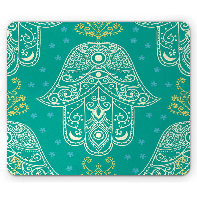 Hamsa Pattern Daisies Mouse Pad