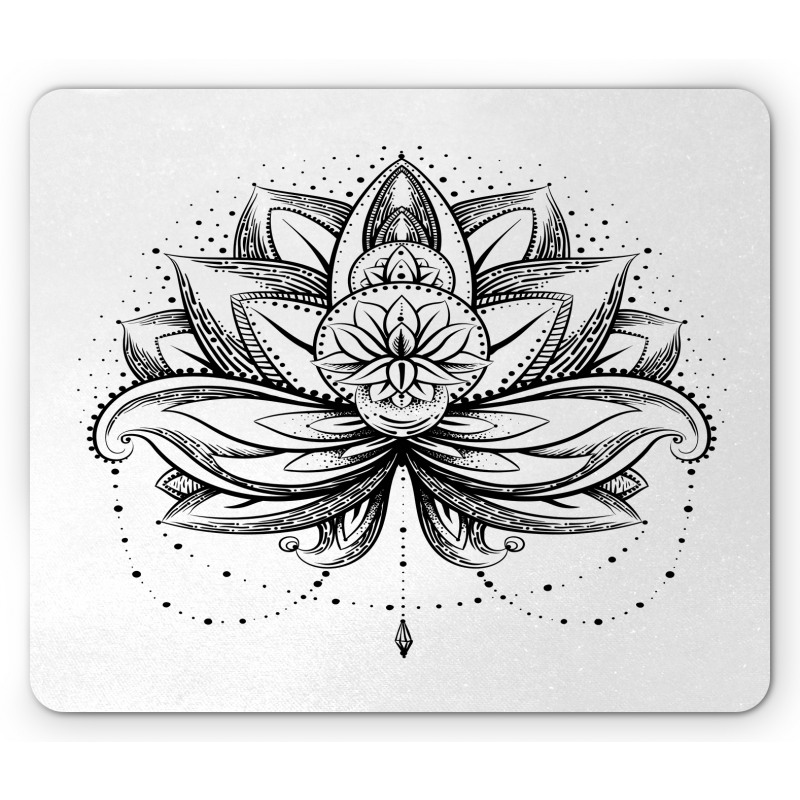 Ornamental Lotus Sketch Mouse Pad